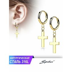 Серьги конго Spikes, перламутр, золотистый