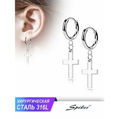 Серьги конго Spikes, перламутр, серебристый