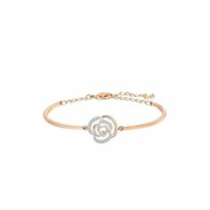Жесткий браслет SWAROVSKI, кристаллы Swarovski, белый/золотистый