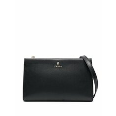 Сумка FURLA, фактура зернистая, чёрный
