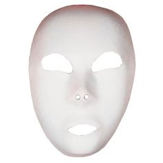 Маска "Лицо" белая, из пластика с элементами текстиля, 21 см х 16,5 см (Цв: Белый ) АРТЭ