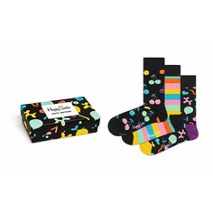 Носки Happy Socks, комплект, 3 пары, размер 36-40, черный