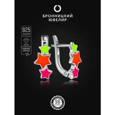 Серьги Бронницкий Ювелир, серебро, 925 проба, родирование, эмаль