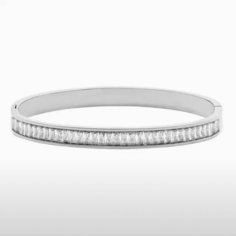 Жесткий браслет SORONA, Swarovski Zirconia, фианит, циркон, 1 шт., размер 6 см, размер one size, диаметр 6 см, серебристый