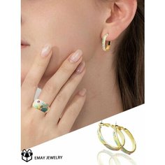 Серьги конго Emay, эмаль, золотой