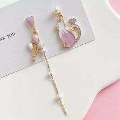 Серьги двусторонние, розовый Aniniyaam