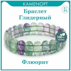 Браслет KamenOpt, размер 20 см, фиолетовый/зеленый