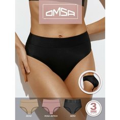 Трусы Omsa, размер 44 (S), бежевый, черный, розовый