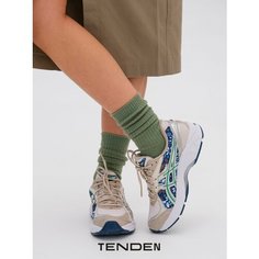 Носки TENDEN, комплект, 2 пары, размер one size, зеленый/бежевый