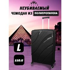Чемодан TEVIN, 110 л, размер L, черный..