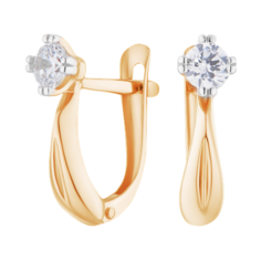 Серьги Ювелир Карат, красное золото, 585 проба, фианит, , золотистый