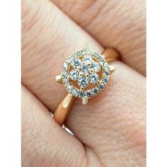 Кольцо XUPING JEWELRY, фианит, искусственный камень, размер 20, золотой