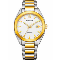 Наручные часы CITIZEN Eco-Drive, золотой, серебряный, белый