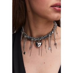 Колье KATERINA SHEPELENKO, стекло, гематит, длина 36 см, серебро