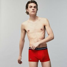 Трусы LACOSTE, комплект из 3 шт., размер TM, красный/серый/синий