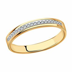 Кольцо обручальное Diamant online, красное золото, 585 проба, бриллиант, размер 15, прозрачный