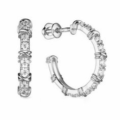 Серьги пусеты The Jeweller, серебро, 925 проба, фианит