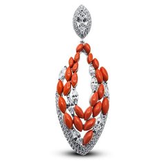 Подвеска Silver WINGS, серебро, 925 проба, коралл, фианит, серебристый, коричневый