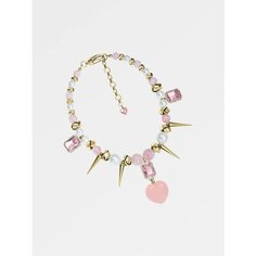 Колье RUSHEV, жемчуг Swarovski синтетический, фианит, кварц, розовый/золотистый