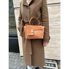 Сумка кросс-боди Shapely, фактура бархатистая, кэмл