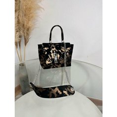 Сумка кросс-боди Shapely, фактура бархатистая, черно-желтый