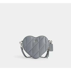 Сумка кросс-боди Coach, фактура стеганая, серо-голубая