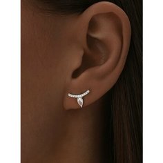 Серьги пусеты MIESTILO, серебро, 925 проба, родирование, фианит, , серебристый