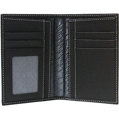 Обложка для паспорта Petek 1855, черный/матовый/с белой прострочкой