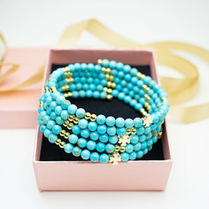 Жесткий браслет JEWELRY A VENTO, бирюза, гематит, размер 18 см, размер one size, диаметр 6 см, синий/голубой