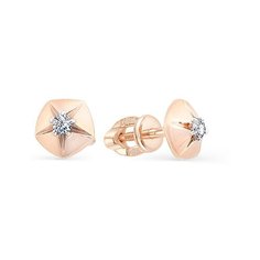 Серьги Master Brilliant, красное золото, 585 проба, бриллиант, , золотистый