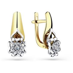 Серьги Master Brilliant, белое, комбинированное, желтое золото, 585 проба, бриллиант, , золотистый