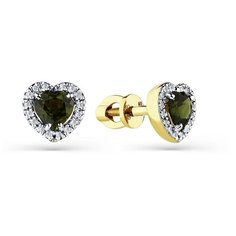 Серьги Master Brilliant, желтое золото, 585 проба, бриллиант, турмалин, , золотистый
