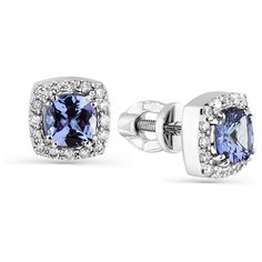 Серьги Master Brilliant, белое золото, 585 проба, бриллиант, танзанит, , серебристый