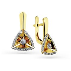 Серьги Master Brilliant, желтое золото, 585 проба, бриллиант, , золотистый