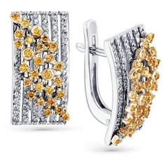 Серьги Master Brilliant, белое золото, 585 проба, бриллиант, , золотистый