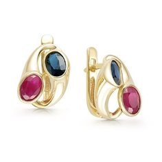 Серьги Master Brilliant, красное золото, 585 проба, рубин, сапфир Мастер Бриллиант
