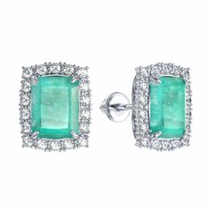 Серьги пусеты Яхонт, серебро, 925 проба, горный хрусталь, , зеленый, бесцветный