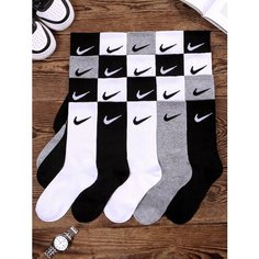 Носки NIKE, комплект, 5 пар, размер One size, белый/серый/черный