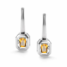 Серьги Diamant online, серебро, 925 проба, цитрин, длина 2.7 см, , желтый