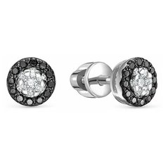 Серьги пусеты Vesna jewelry, белое золото, 585 проба, родирование, бриллиант, , черный