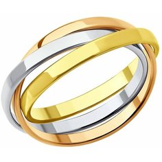 Кольцо обручальное Diamant, комбинированное золото, 585 проба, размер 19, золото