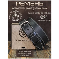 Ремень LEO HARDY, размер 130, черный/бежевый