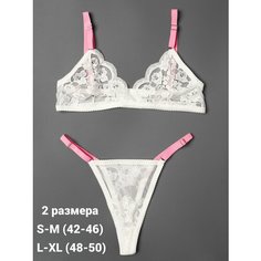 Комплект нижнего белья WERMUT Лола, размер S-M, белый с розовым
