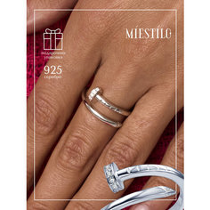 Кольцо MIESTILO, серебро, 925 проба, родирование, фианит, размер 16, серебристый