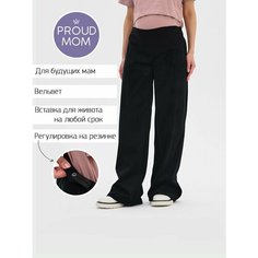 Брюки палаццо Proud Mom, размер L, чёрный