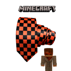 Галстук шашки JDH Лололошка из игры Майнкрафт Minecraft цвет: желтый / оранжевый GameМЕРЧ