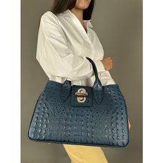 Сумка Sefaro, фактура под рептилию, Blu Scuro Caimano