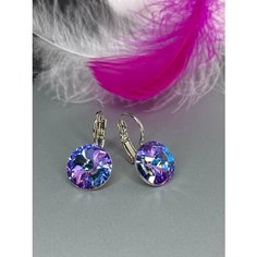 Серьги пусеты Amante crystal, кристаллы Swarovski, размер 12 мм, фиолетовый