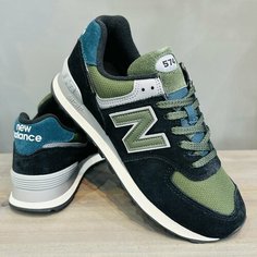Кроссовки New Balance 574, размер 8,5 US, черный/зеленый