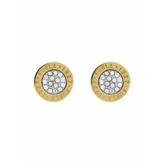 Серьги FURLA, кристалл, размер 12 мм, серебряный, золотой